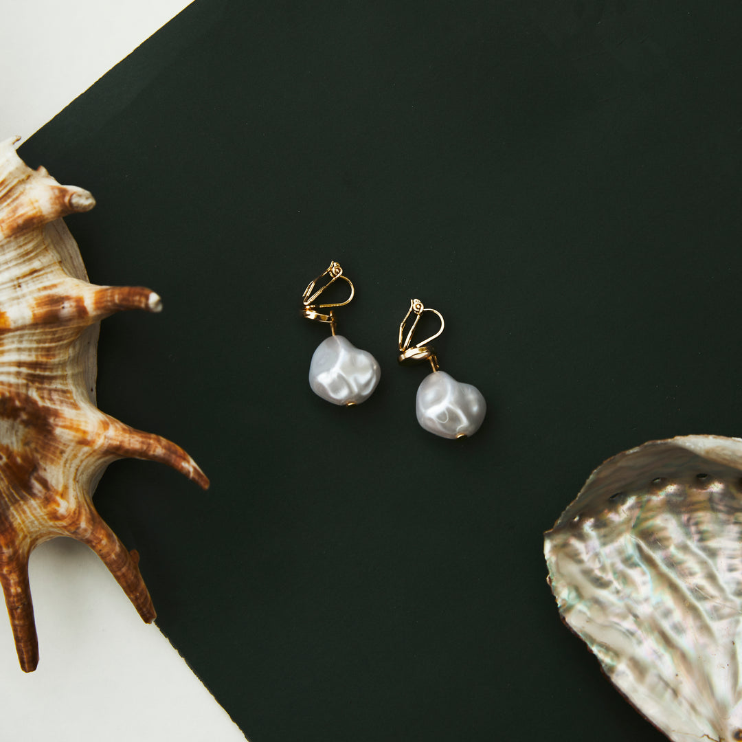 Irregular Pearl Clip on Earrings