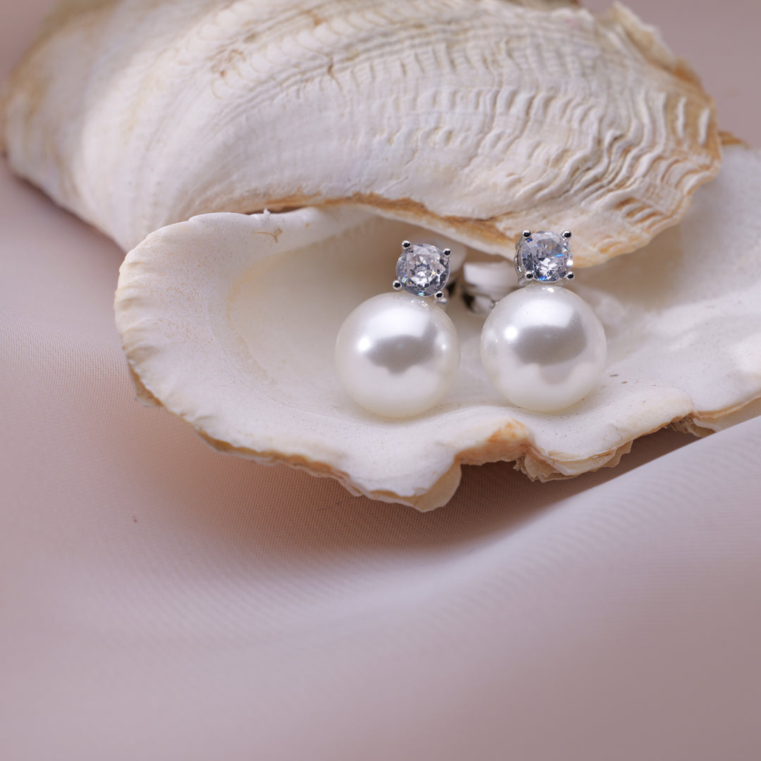 Pearl & Crystal Clip on Earrings