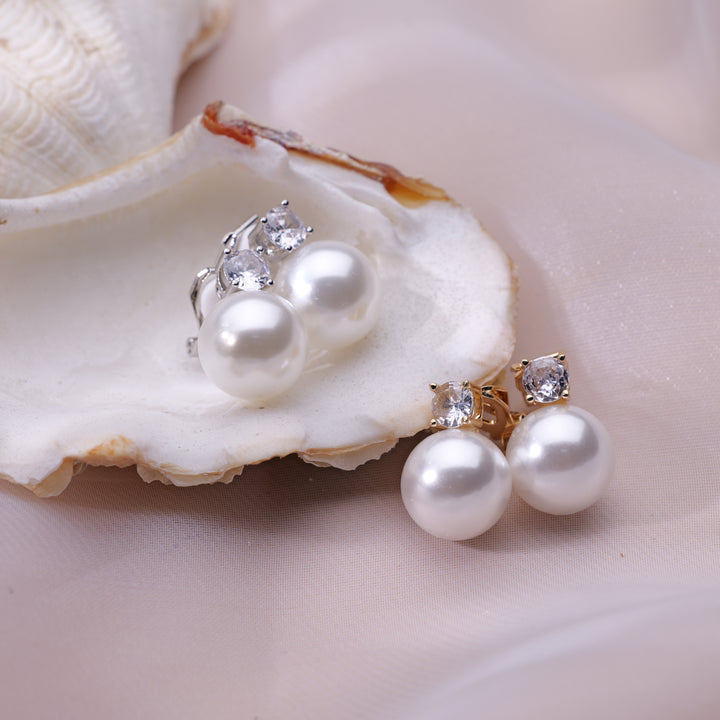 Pearl & Crystal Clip on Earrings