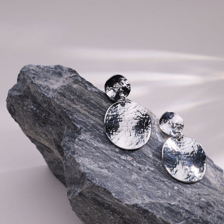 Textured Round Disc Clip Earrings