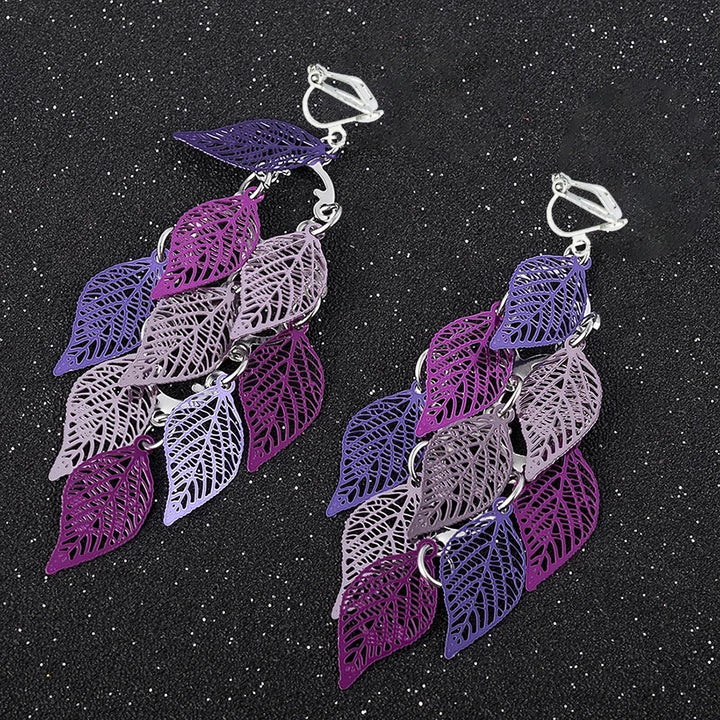 Multilayered Leaves Clip On Earrings