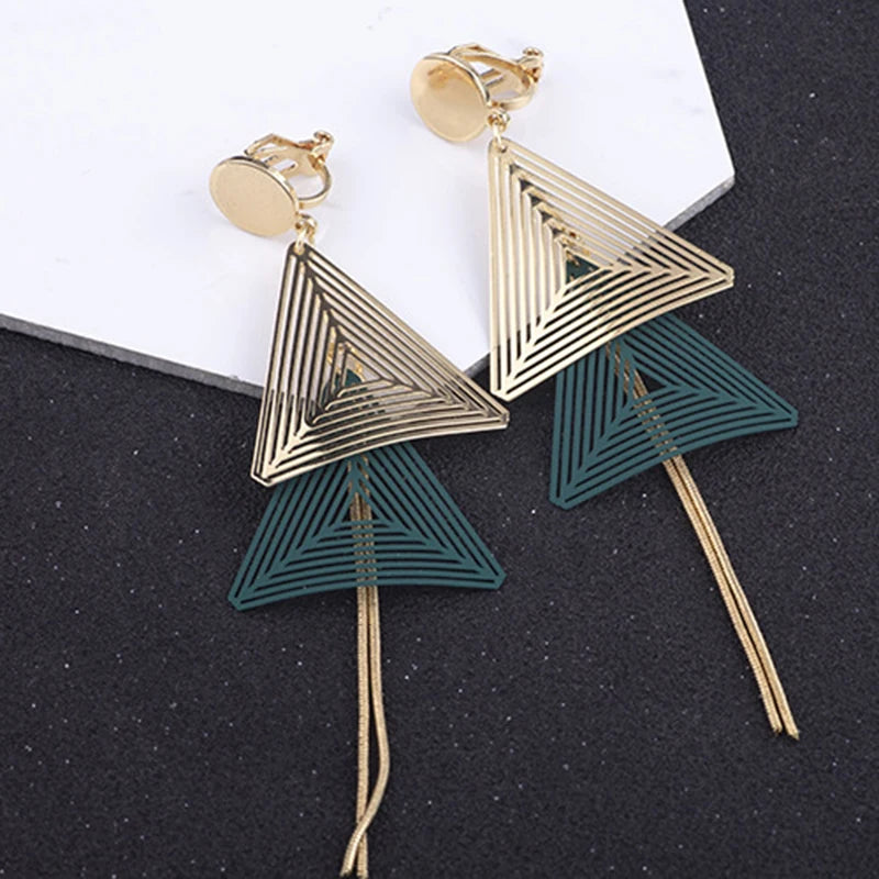 Hollow Triangle Clip on Earrings