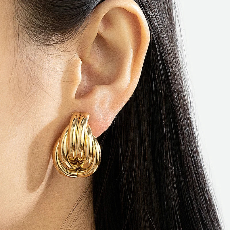 Gold Retro Clip on Earrings