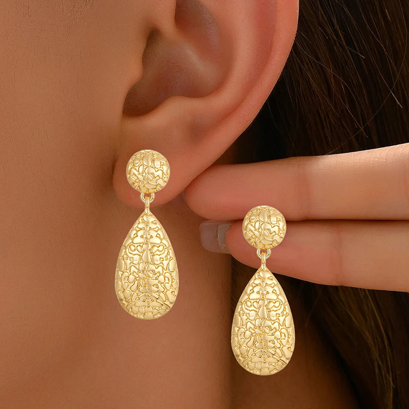 Vintage Hammered Teardrop Clip on Earrings