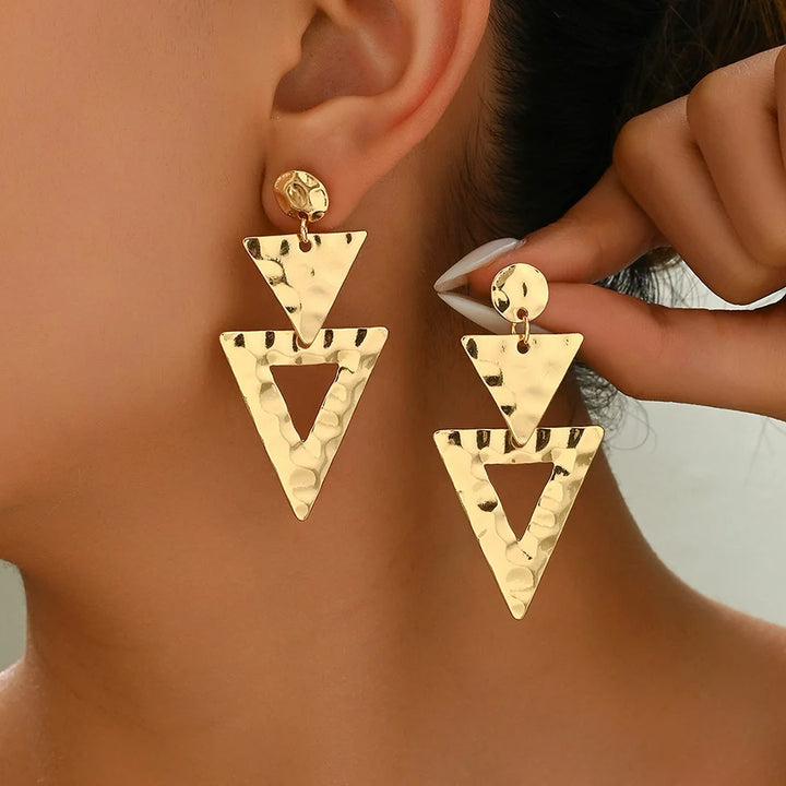 Hammered Triangle Clip on Earrings