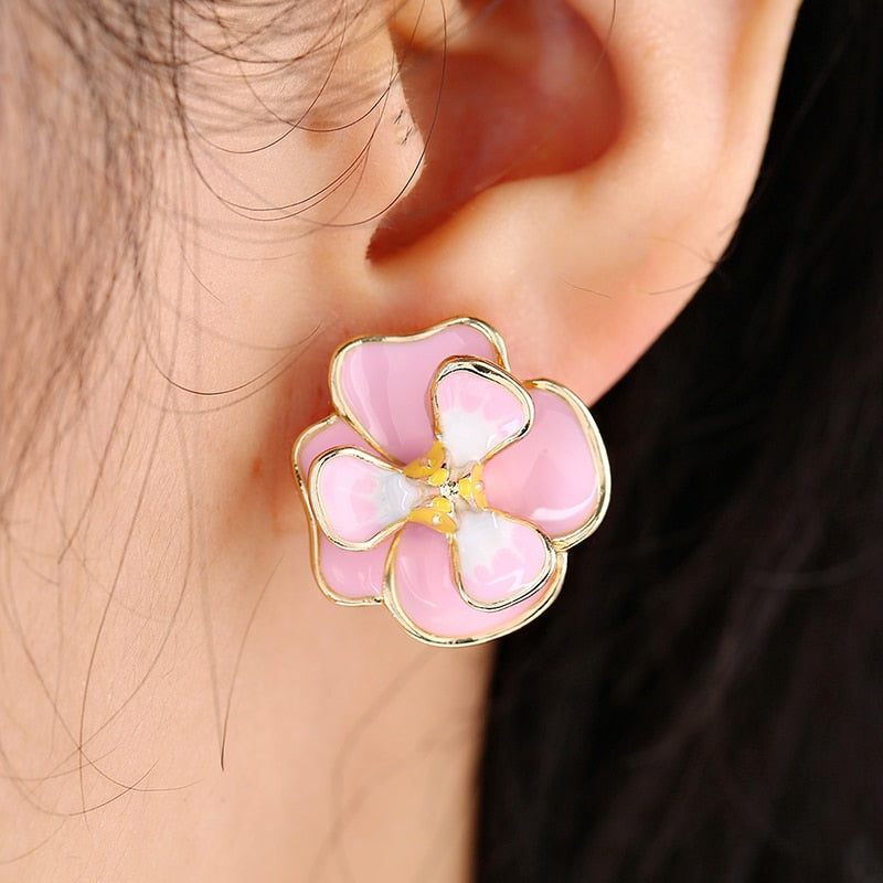 Flower clip on deals earrings