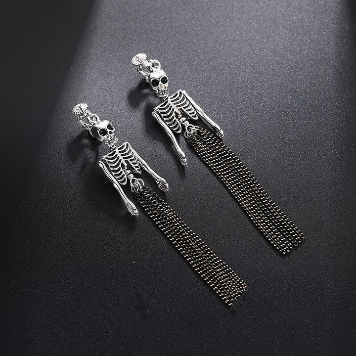 Skeleton Skull Dangle Clip on Earrings