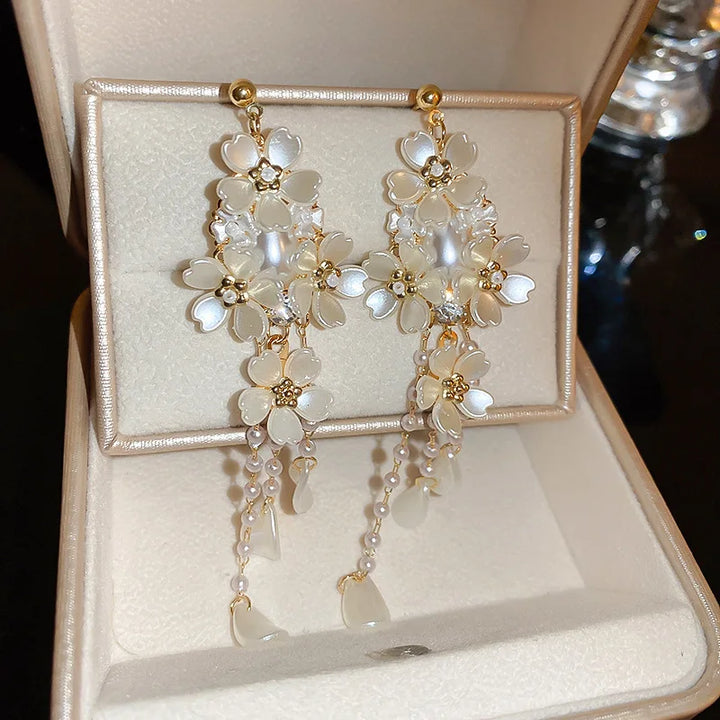 Flower Pearl Clip on Earrings