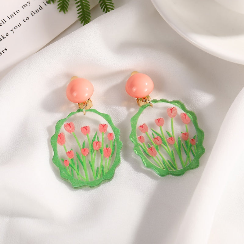 Colourful Clip on Earrings