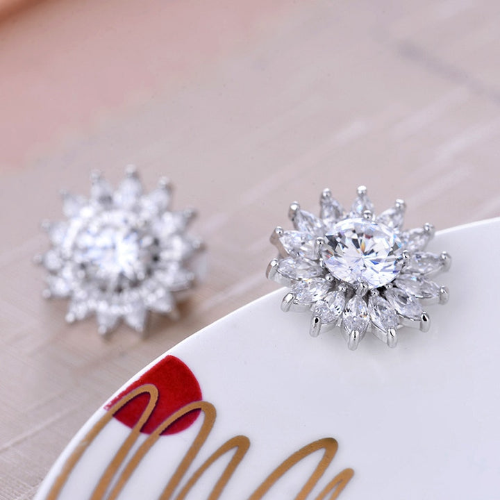 Silver Cubic Zirconia Crystal Clip on Earrings