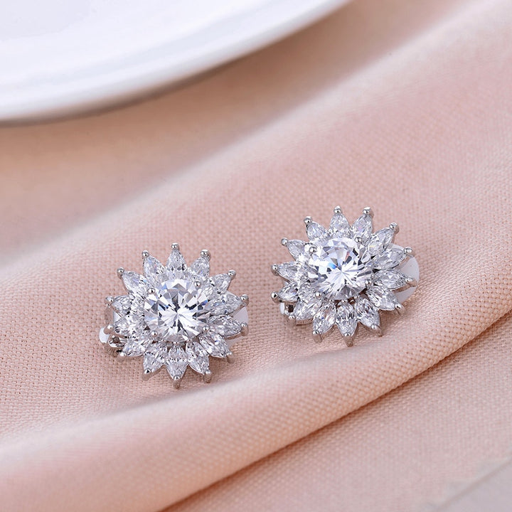 Silver Cubic Zirconia Crystal Clip on Earrings