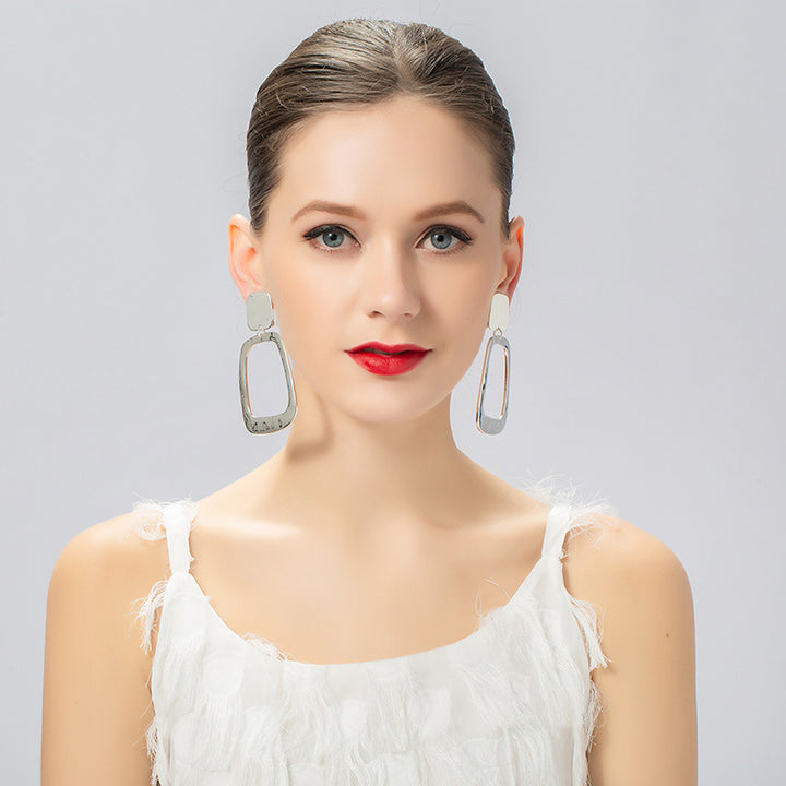 Extra Large Metal Geometric Hoop Clip on Earrings