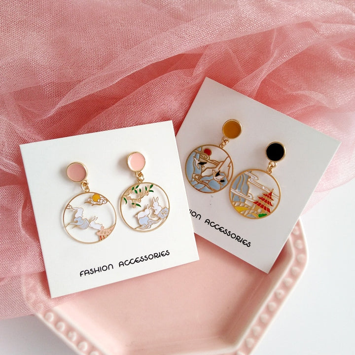 Rabbit and Cloud Clip On Earrings