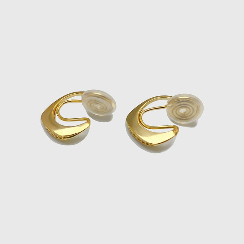 Gold Zircon Irregular Geometric Brass Coil Earrings