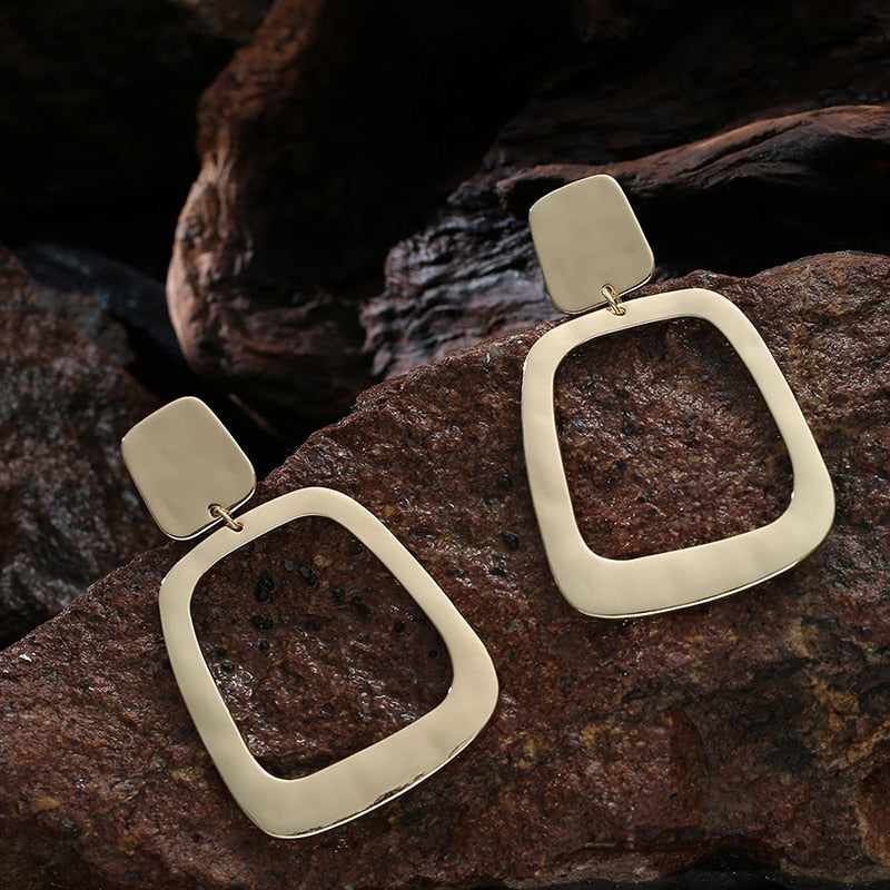 Extra Large Metal Geometric Hoop Clip on Earrings