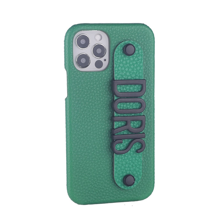 Name Leather Phone Case with Holding Strap