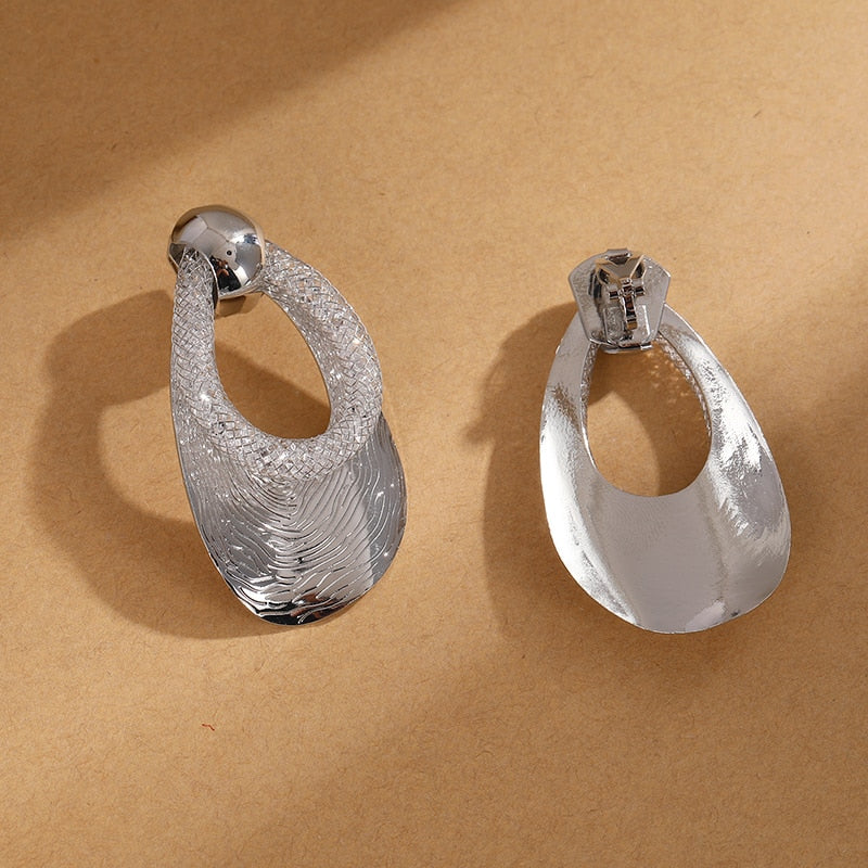 Teardrop Metal with Mesh Clip on Earrings