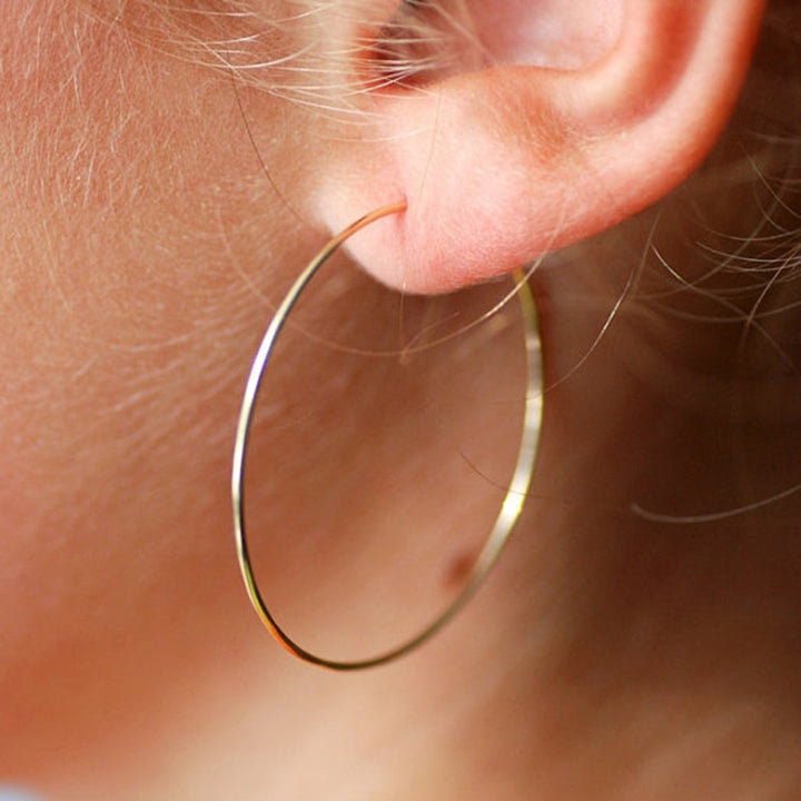 14K Gold Handmade Filled Hoop Earrings