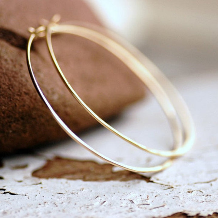 14K Gold Handmade Filled Hoop Earrings