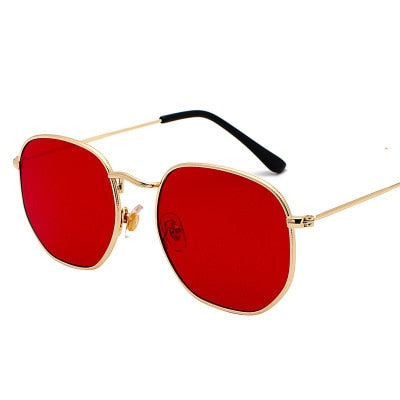 Hexagon Sunglasses - Gold / Clear Red